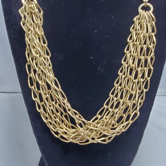 BKE imitation leather camel brown necklace with 8 gold strand links - Picture 2 of 7
